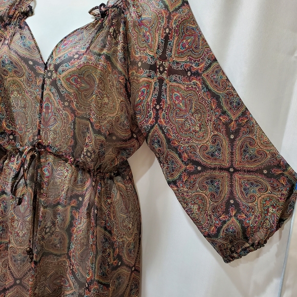 ELLA MOSS 100% silk sheer boho dress, XS - Picture 4 of 9